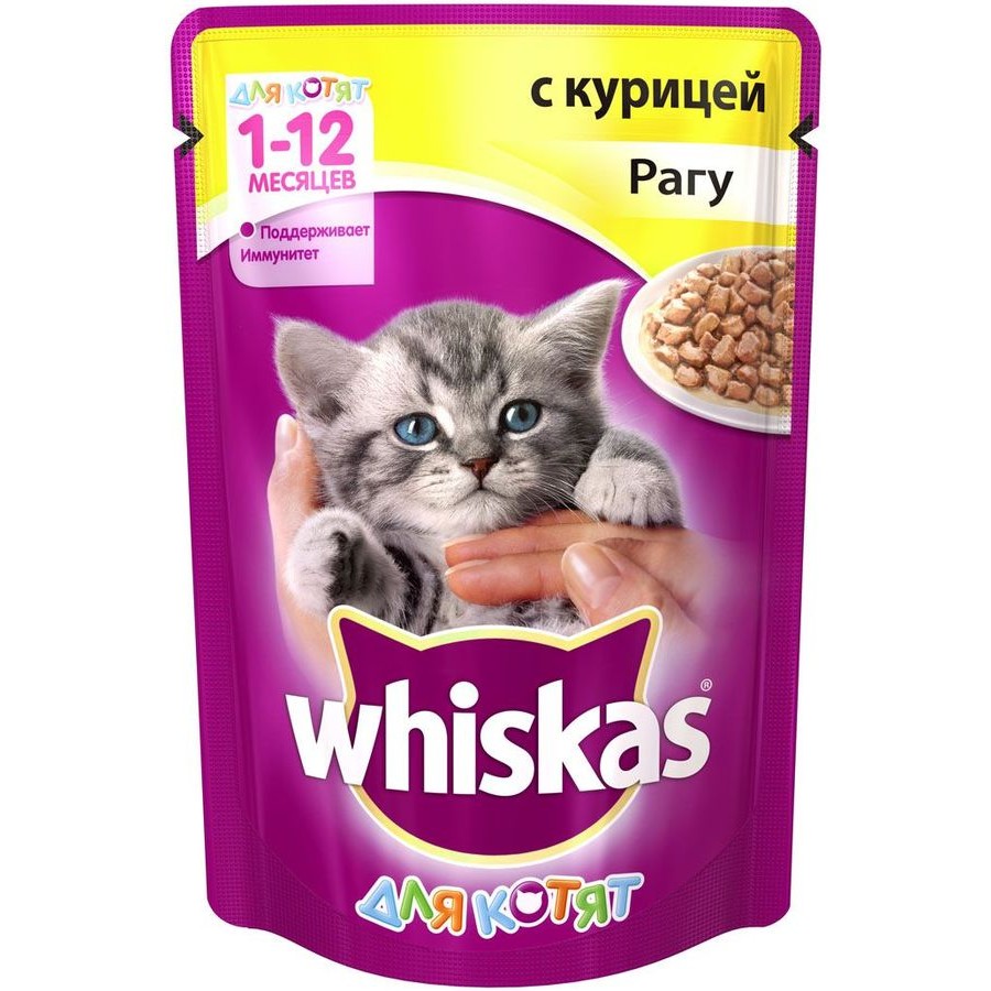 Корм для котят Whiskas Рагу с курицей (85 гр) купить с доставкой по  Владикавказу и России | Alania-Market