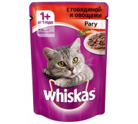 Корм для кошек Whiskas Рагу с говядиной и овощами (85 гр)