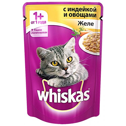 Корм для кошек Whiskas с индейкой с овощами (85 гр)