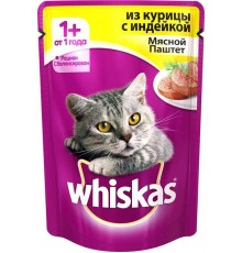 Корм для кошек Whiskas Паштет из курицы с индейкой (85 гр)