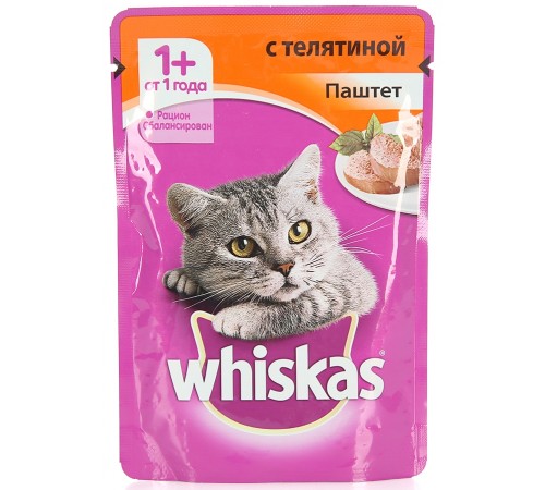 Корм для кошек Whiskas Паштет с телятиной (85 гр)