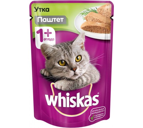 Корм для кошек Whiskas Паштет с уткой (85 гр)