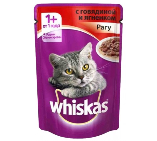 Корм для кошек Whiskas Рагу с говядиной и ягненком (85 гр)