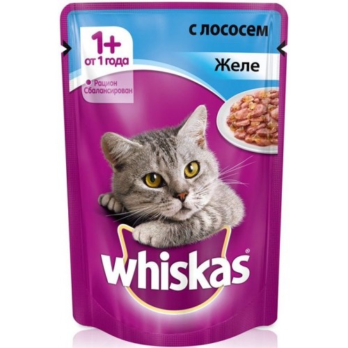 Корм для кошек Whiskas Желе с лососем (85 гр)