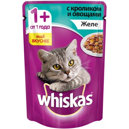 Корм для кошек Whiskas Желе кролик с овощами (85 гр)